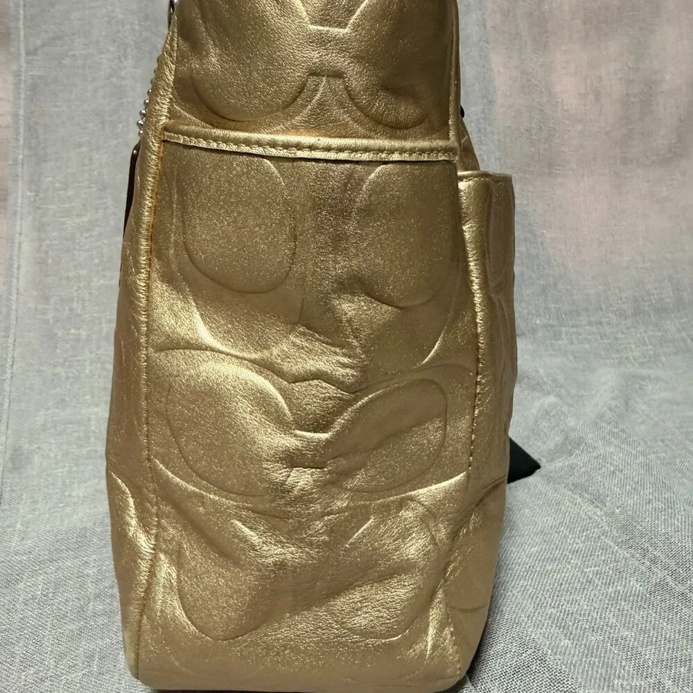 Coach Gold Tote Bag with Silk Lavender Interior ✨💜